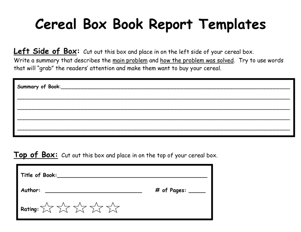 Picture of: Cereal+Box+Book+Report+Template  Cereal box book report, Book