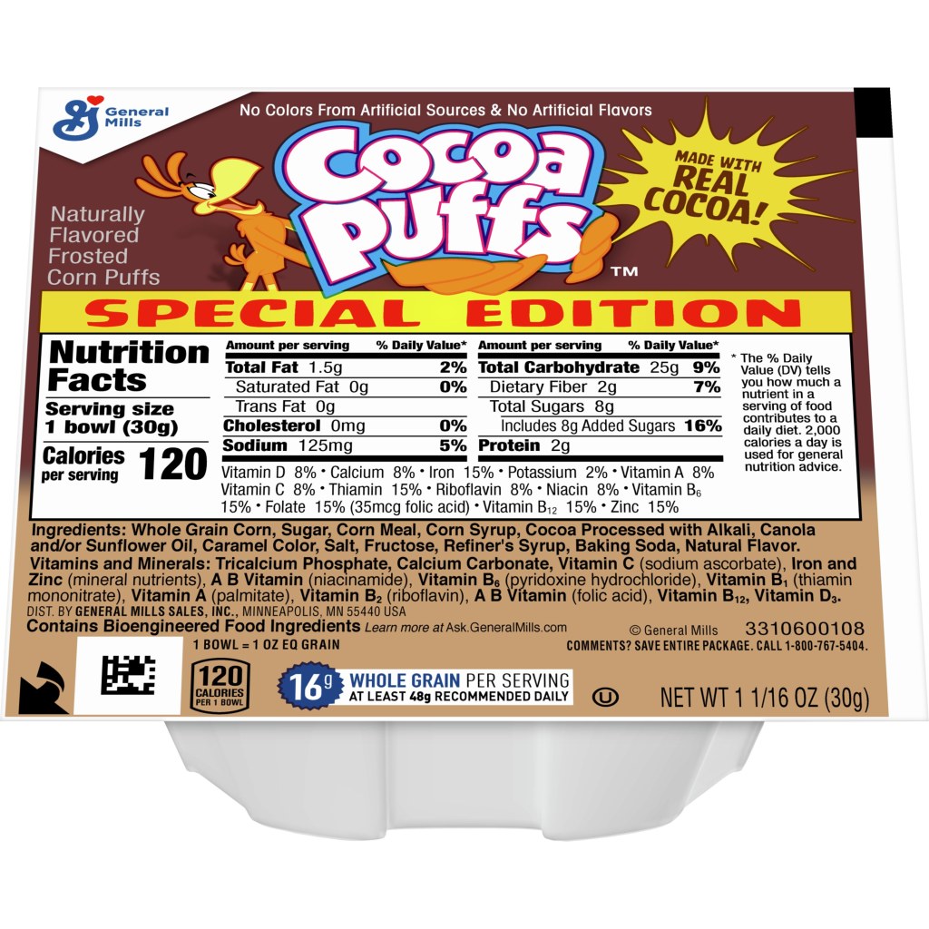 Picture of: Cocoa Puffs™ Cereal % Less Sugar Single Serve Bowlpak