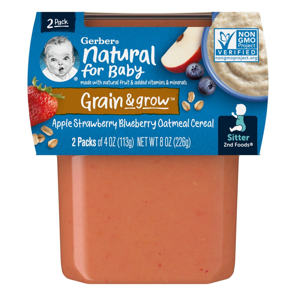 Picture of: Gerber nd Foods Baby Food, Apple Strawberry Blueberry With Mixed Cereal,   oz Tubs ( Pack)