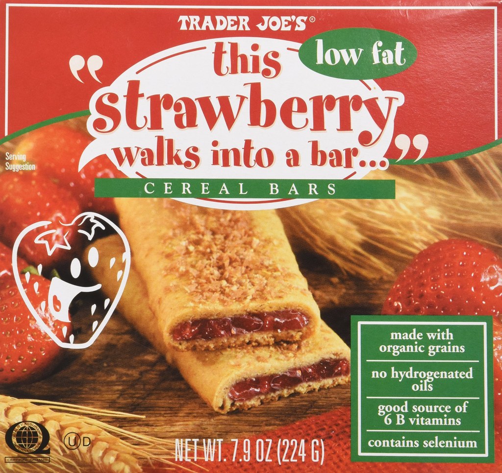 Picture of: Trader Joe’s This Strawberry Walks Into a Bar Cereal Bars (Low Fat)  Box  Con